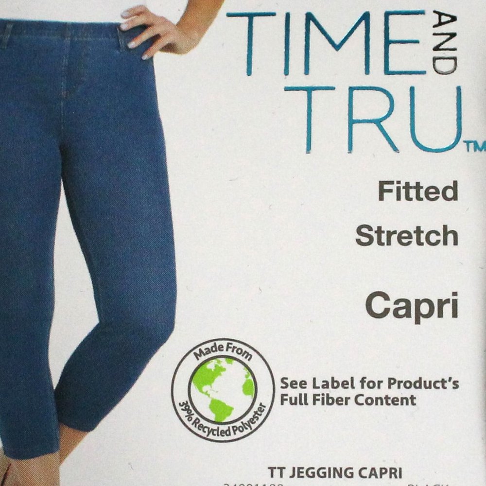 Time and Tru Black Mid Rise Fitted Stretch Capri Jeggings for Women Size XS 0-2 - Picture 3 of 10